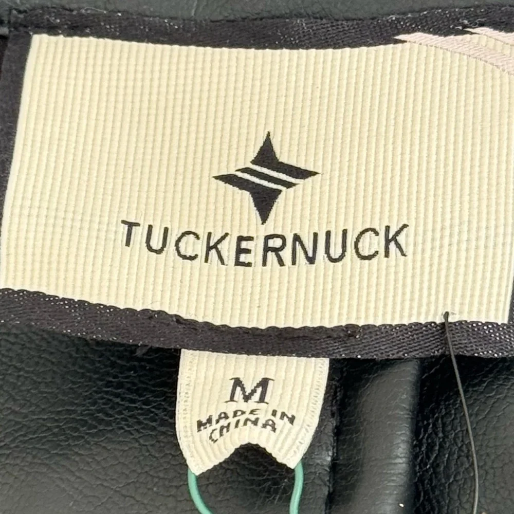 NEW Tuckernuck Sofia Shirt Faux Leather Trapunto Stitch Button Up Black M